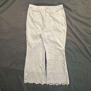 Variations Jeans Flared Wide Leg Floral Lace Panel White Flowers Y2K Womens XL